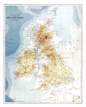 Historisk karta över Storbritannien, år 1887 (Fri frakt!)