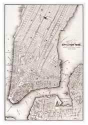 Historisk karta över New York, år 1850 (Fri frakt!)