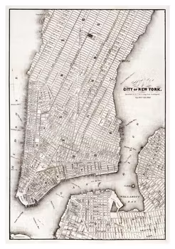 Historisk karta över New York, år 1850 (Fri frakt!)