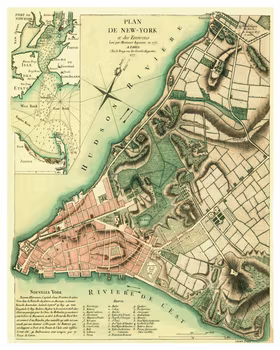 Historisk karta över New York, år 1777 (Fri frakt!)