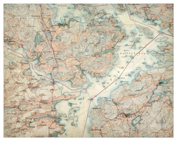 Historisk karta över sjön Båven, 1897-1901 (Fri frakt!)