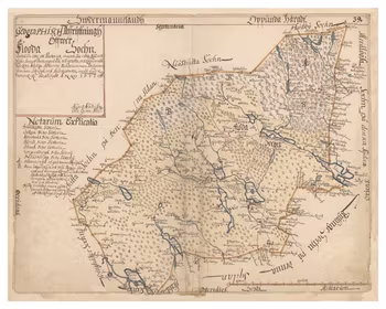 Historisk karta över Floda socken i Södermanland, år 1677 (Fri frakt!)