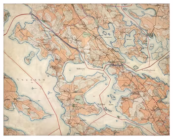 Historisk karta över Vrena, 1897-1901 (Fri frakt!)
