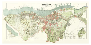 Historisk karta över Göteborg, år 1888 (Fri frakt!)