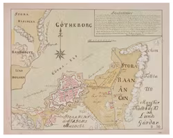 Historisk karta över Göteborg, år 1796. (Fri frakt!)