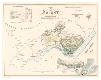 Karta från Kungälv 1855 (Fri frakt!)