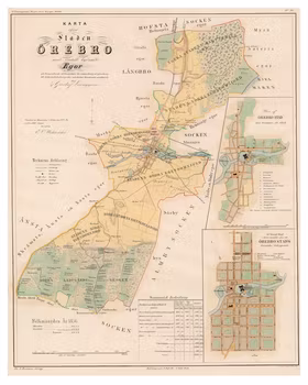 Karta över Örebro, 1857 (Fri frakt!)