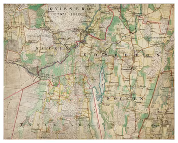 Historisk karta över trakten Fjugesta, år 1864-1867 (Fri frakt!)