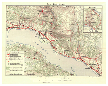 Historisk turistkarta över Åre, år 1902. (Fri frakt!)