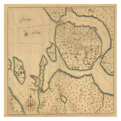 Historisk karta över Frösön, år 1646. (Fri frakt!)