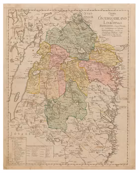 Historisk karta över Östergötland, år 1779 (Fri frakt!)