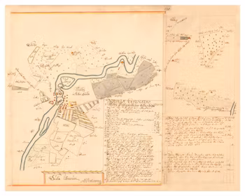 Historisk karta över Mjölby, ca 1700. (Fri frakt!)