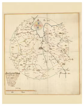 Historisk karta över Linköping med omnejd, år 1664. (Fri frakt!)