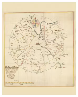 Historisk karta över Linköping med omnejd, år 1664. (Fri frakt!)