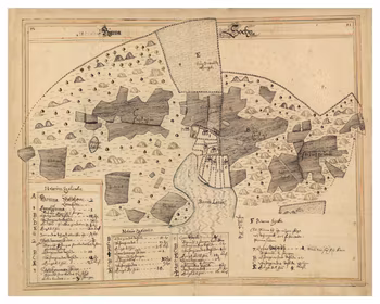 Historisk karta över Rinna, år 1638 (Fri frakt!)