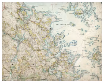 Historisk karta över Gryts skärgård, år 1868-1877 (Fri frakt!)