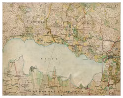 Historisk karta över sjön Boren och Borensberg, år 1868 -1877 (Fri frakt!)