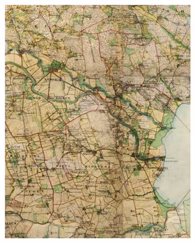 Historisk karta över trakten kring Ljungsbro, år 1868-1877 (Fri frakt!)