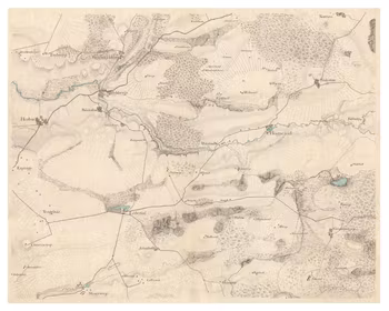 Historisk karta över Löberöd och Hurva, ca. år 1820