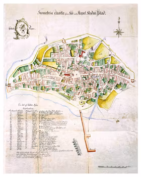 Historisk karta över Ystad, år 1793