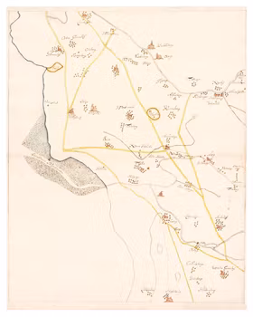 Historisk karta över trakten kring Landskrona, år 1677