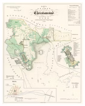 Karta över Kristianstad, år 1854