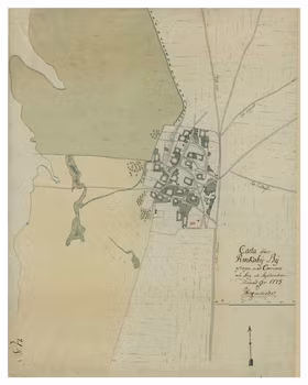Historisk karta över Rinkaby, år 1775