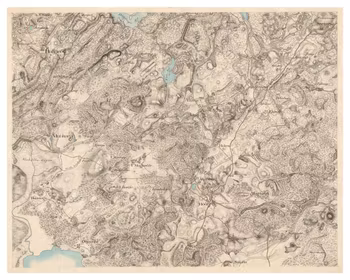 Historisk karta över trakten kring Höör och Hallaröd, år 1820