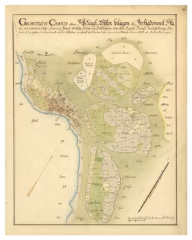 Historisk karta över Viken (Höganäs), år 1737
