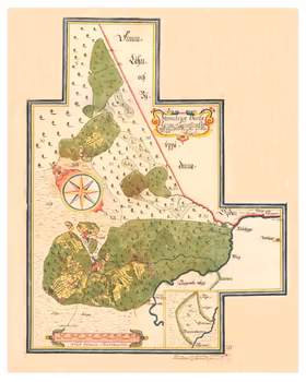 Historisk karta över Tyringe, år 1711