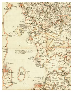 Historisk karta över Västra Skåne, år 1747