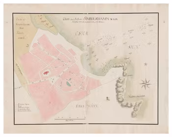 Historisk karta över Simrishamn, år 1752