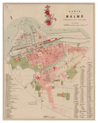 Historisk karta över Malmö, år 1881
