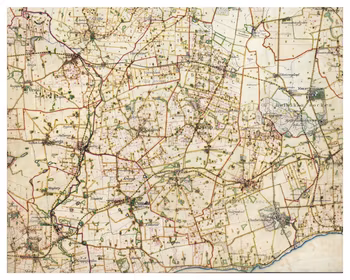 Historisk karta över Skivarp, Rydsgård och Snårestad, år 1910-1915