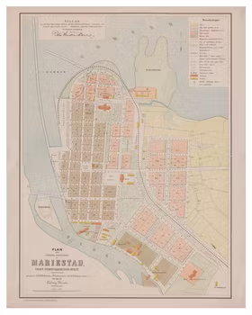 Historisk karta över Mariestad, år 1882 (Fri frakt!)