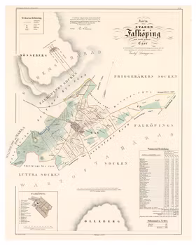 Karta från Falköping, år 1856