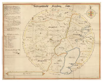 Historisk karta över Skara med omnejd, år 1669 (Fri frakt!)