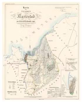 Karta från Mariestad, år 1856