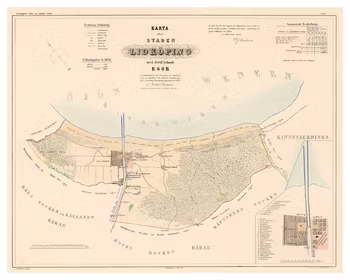 Karta från Lidköping, år 1856