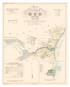 Karta från Hjo 1856 (Fri frakt!)