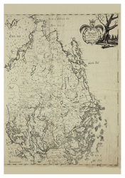 Historisk karta över Uppland, mitten av 1700-talet.  (Fri frakt!)