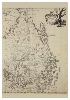 Historisk karta över Uppland, mitten av 1700-talet.  (Fri frakt!)