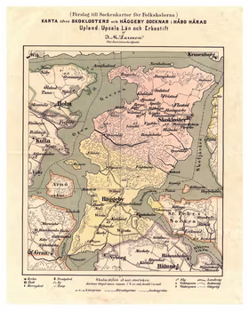 Historisk skolkarta över Skokloster och Häggeby socknar, 1800-tal (Fri frakt!)
