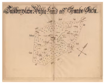 Historisk karta över Harbo, år 1688 (Fri frakt!)