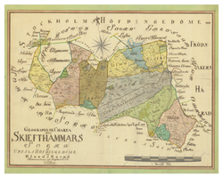 Historisk karta över Skäfthammars socken, år 1773. (Fri frakt!)
