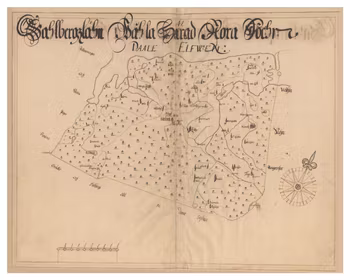 Historisk karta över Nora socken (Uppland), år 1688 (Fri frakt!)