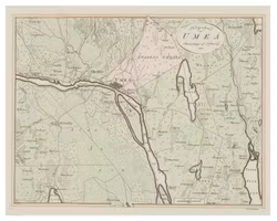 Historisk karta över trakten kring Umeå, år 1812 (Fri frakt!)