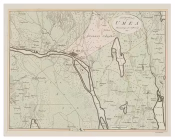 Historisk karta över trakten kring Umeå, år 1812 (Fri frakt!)