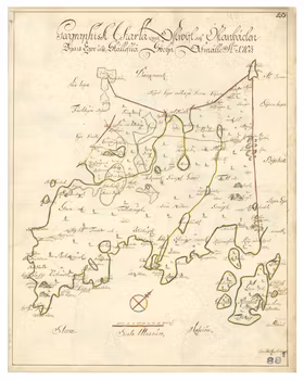 Historisk karta över Ostvik och Östanbäck, år 1701 (Fri frakt!)