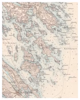 Historisk karta över Hasselö och Sladö, år 1883 (Fri frakt!)